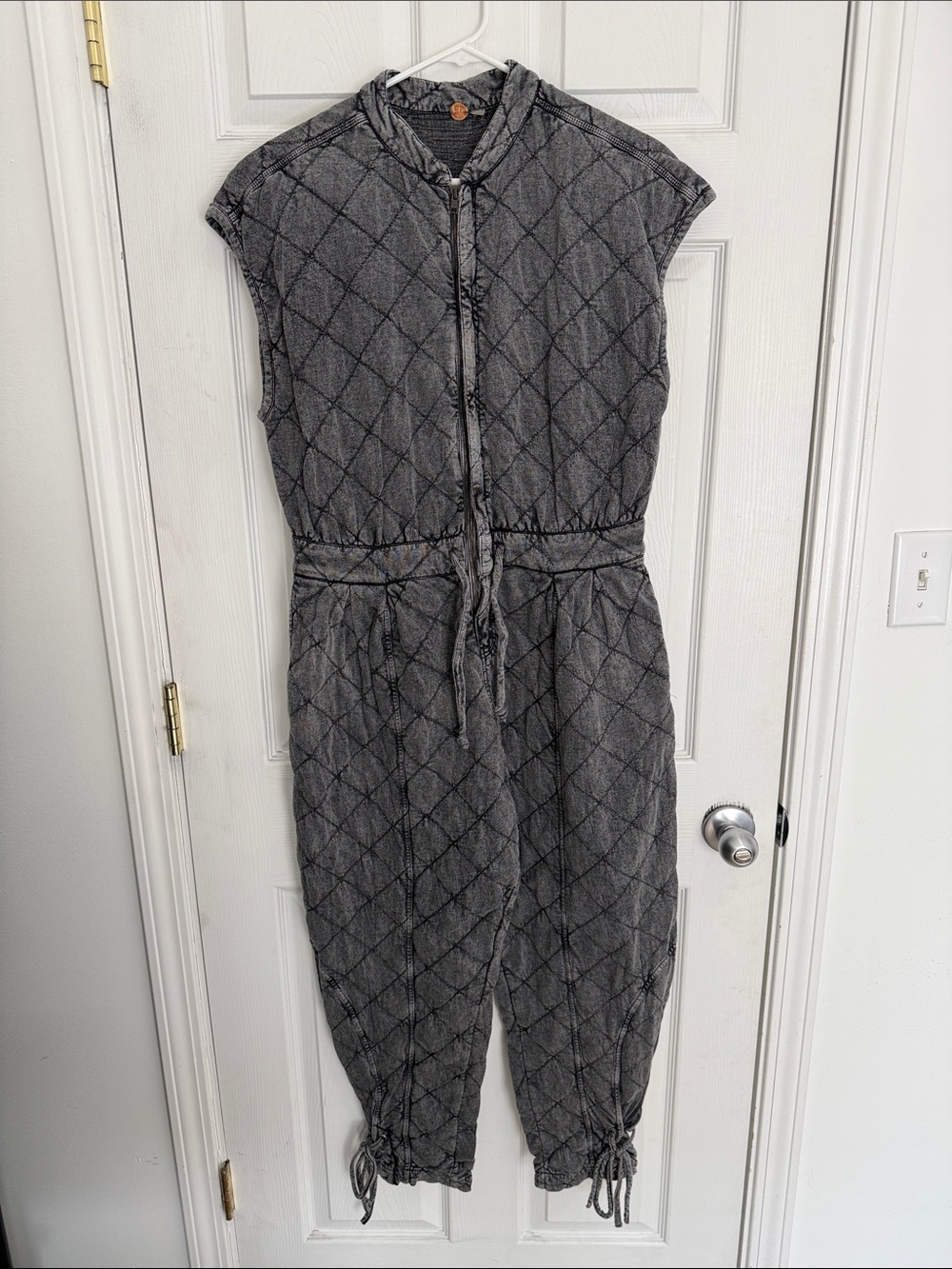 *EUC* Free People FP One Betty Quilted Drawstring Coveralls, Tarmac, Sz XS